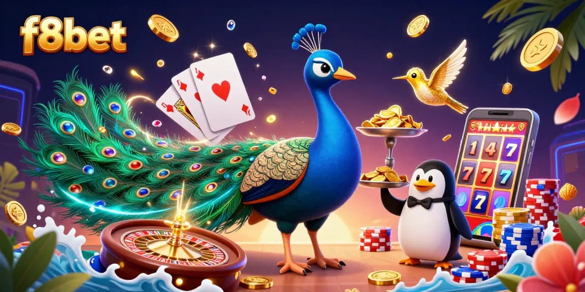Experience thrilling gameplay with f8bet in a vibrant casino scene featuring unique characters and games.