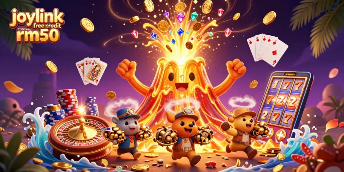 Experience the thrill of joylink free credit rm50 in a dynamic casino scene filled with treasure.
