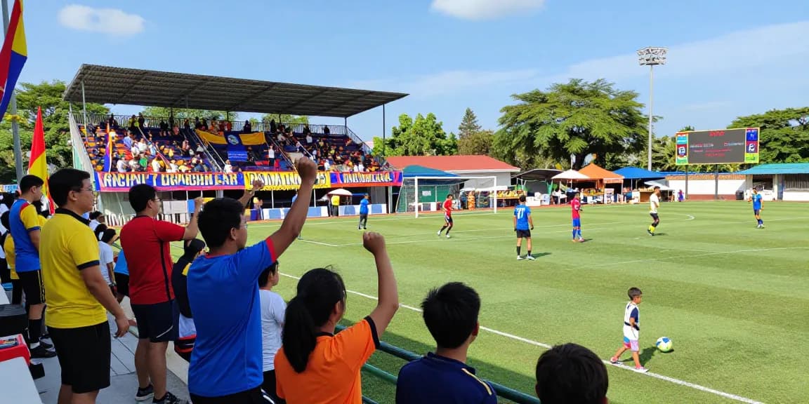Fans cheering at a vibrant football match, showcasing Football betting Malaysia enthusiasm and community spirit