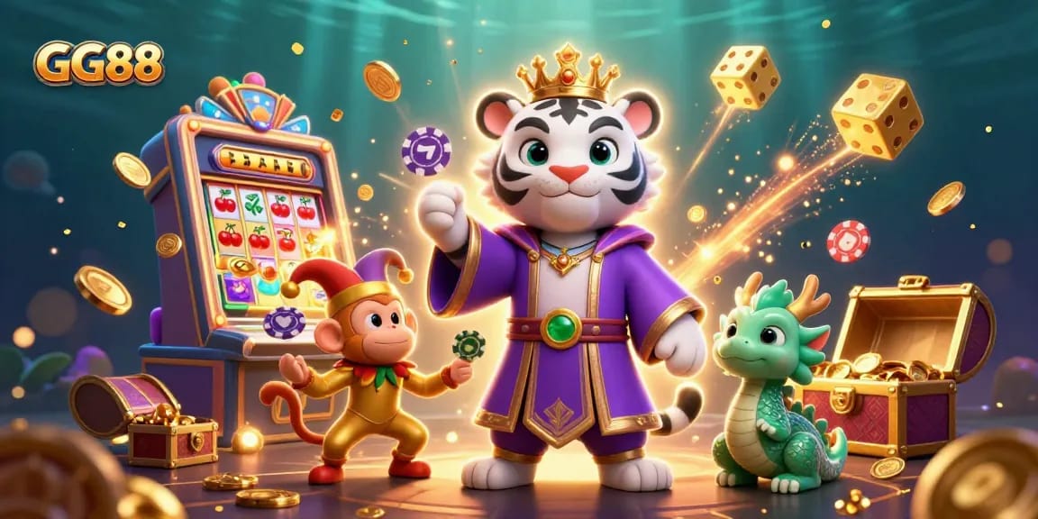 Experience thrilling wins at GG88 with dynamic casino characters amidst a jackpot explosion.