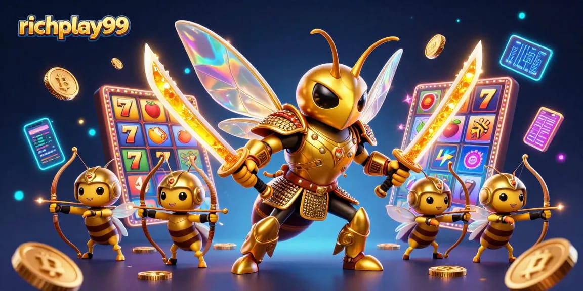 Engage with richplay99's vibrant slots showcasing dynamic characters and crypto elements.
