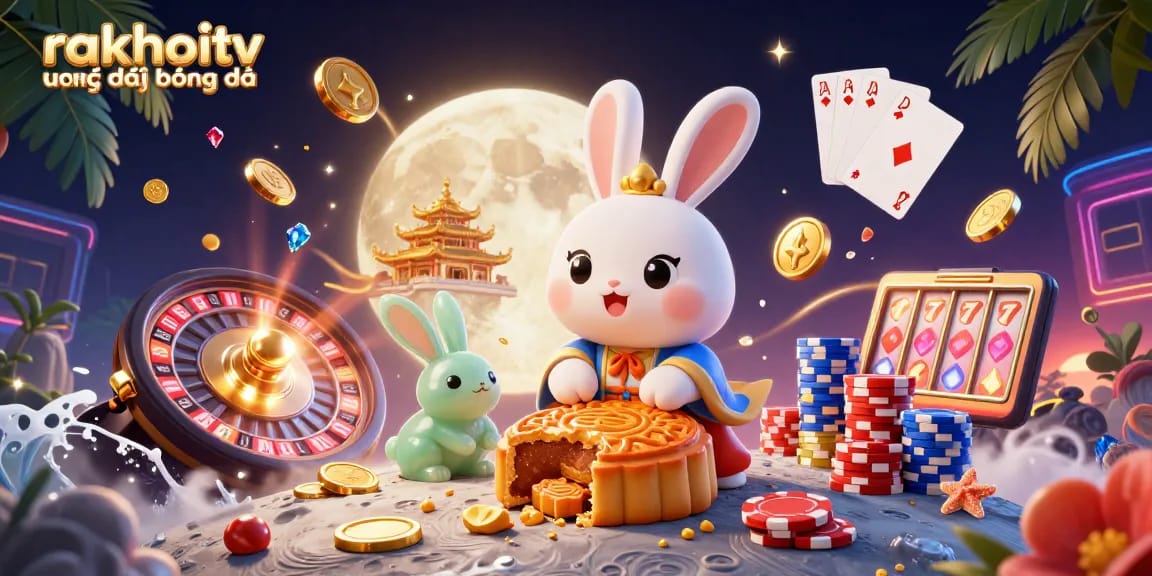 Watch rakhoitv trực tiếp bóng đá in HD quality with engaging elements in a vibrant casino scene