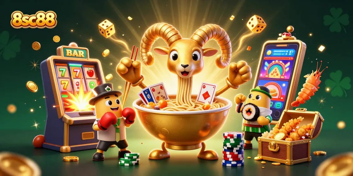 Experience thrilling gaming with 8sc88's vibrant online casino atmosphere featuring unique characters and rich rewards.