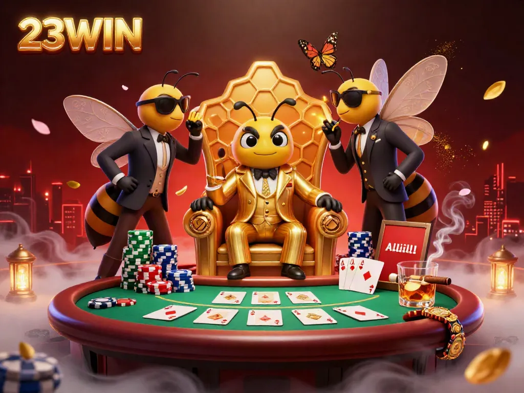 Experience excitement at 23WIN casino with vibrant characters and lively poker action.