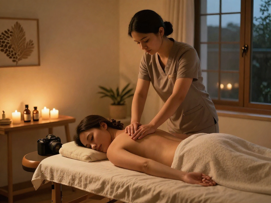 Relaxing 동탄출장마사지 experience in a tranquil home setting with professional therapist.