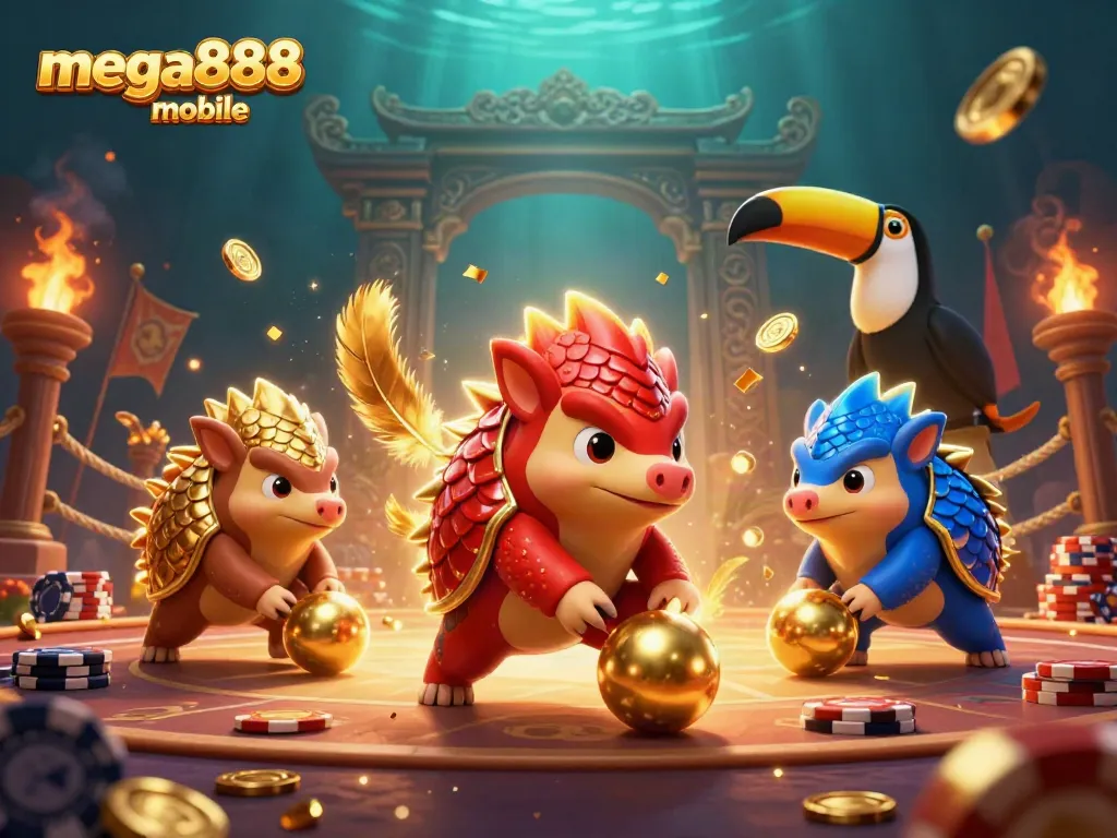 Experience mega888 mobile through rivals competing in a thrilling bowling game of poker chips.