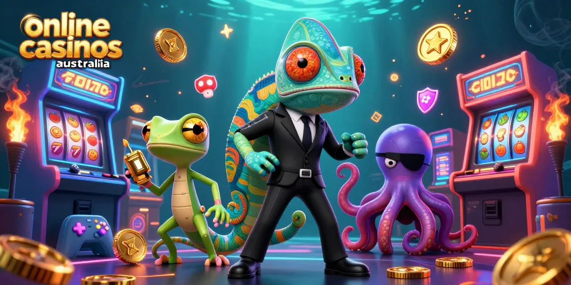 Experience the thrills of online casinos Australia with dynamic, color-changing characters amidst vibrant gaming elements.