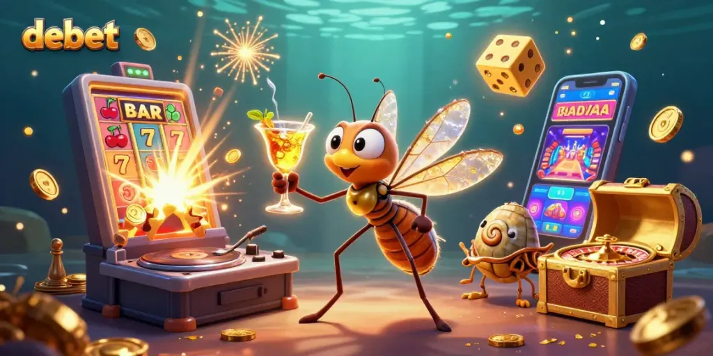 Engaging players with debet through vibrant 3D casino mascots and exciting game elements.