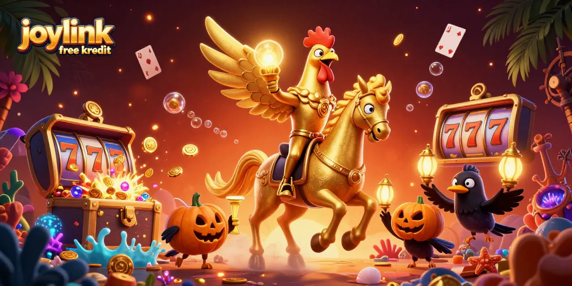Engage with joylink free kredit to unlock thrilling casino gameplay in a vibrant digital illustration.