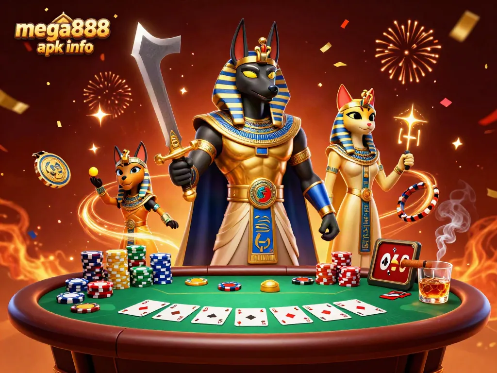 Experience thrilling casino action with mega888 apk info in this vibrant 3D gaming scene.