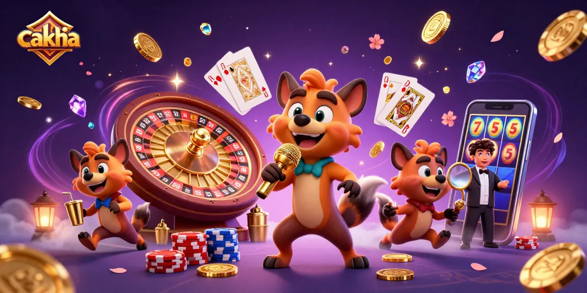 Experience the vibrant Cakhia casino scene with hyenas amidst golden coins and rich gaming elements.