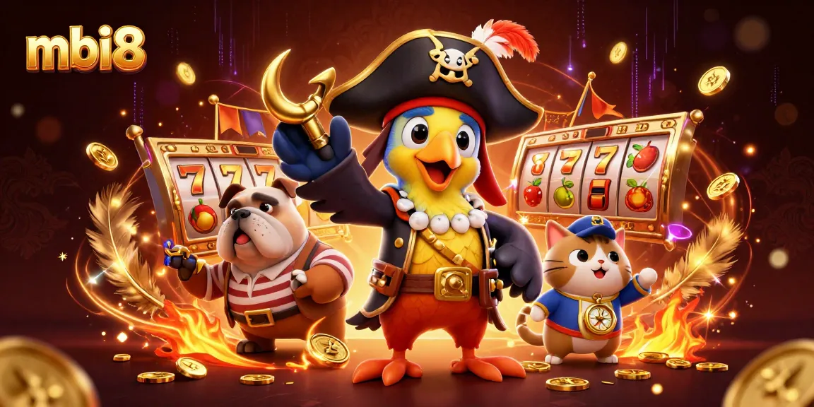 Engage with mbi8's exciting slots, adorned by a pirate captain, bulldog mate, and cat navigator.