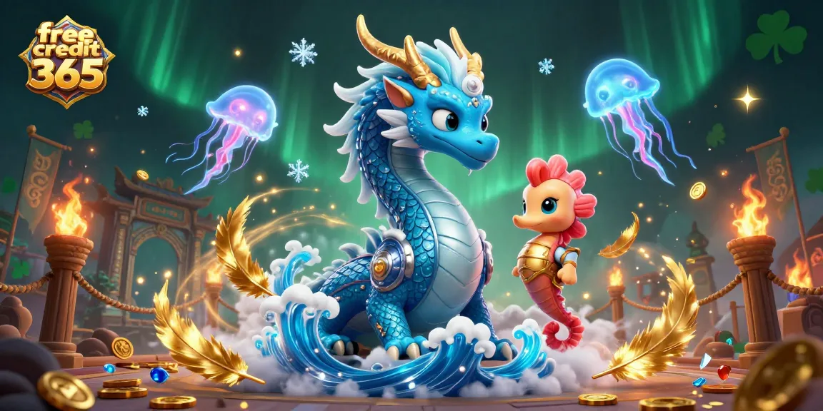 Experience thrilling gameplay with free credit 365 in an energetic casino-themed scene featuring dragons and knights.